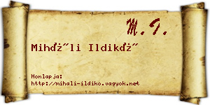 Miháli Ildikó névjegykártya